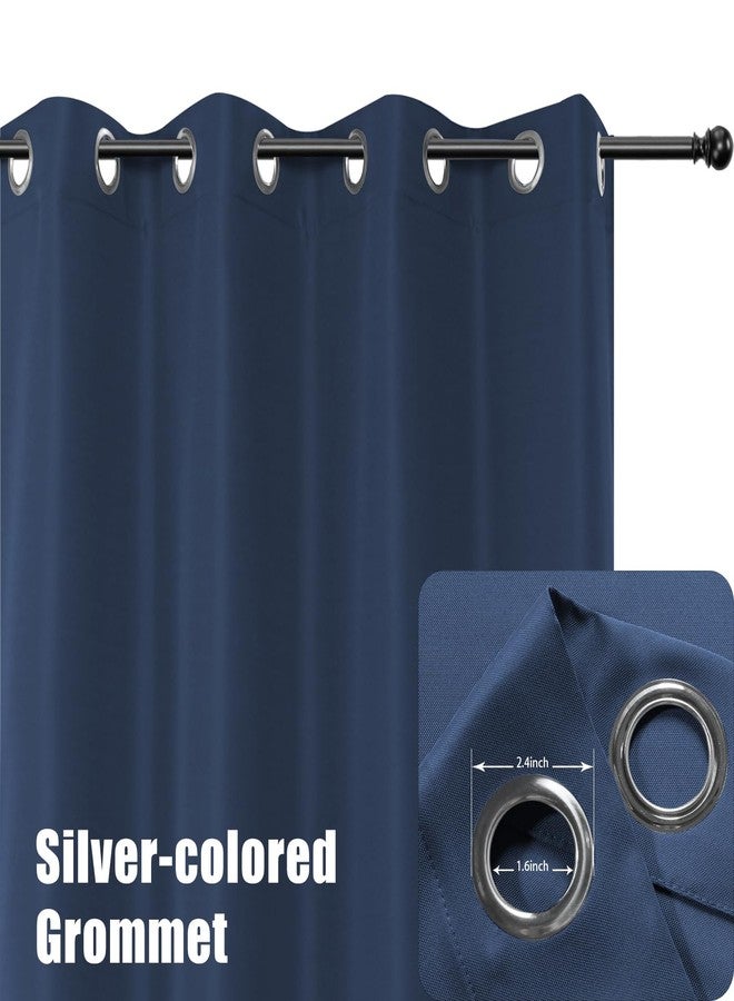BONZER Waterproof Outdoor Curtains for Patio Porch Pergola Cabana Thick Privacy Wide Grommet Indoor Curtains for Bedroom Living Room, 1 Panel, 110W x 108L inch, Navy - Image 2